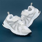XL Kids Silver & White Easy Fasten Trainer (Click For Details)
