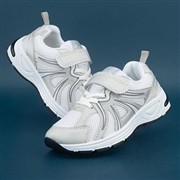 XL Kids Silver & White Easy Fasten Trainer (Click For Details)