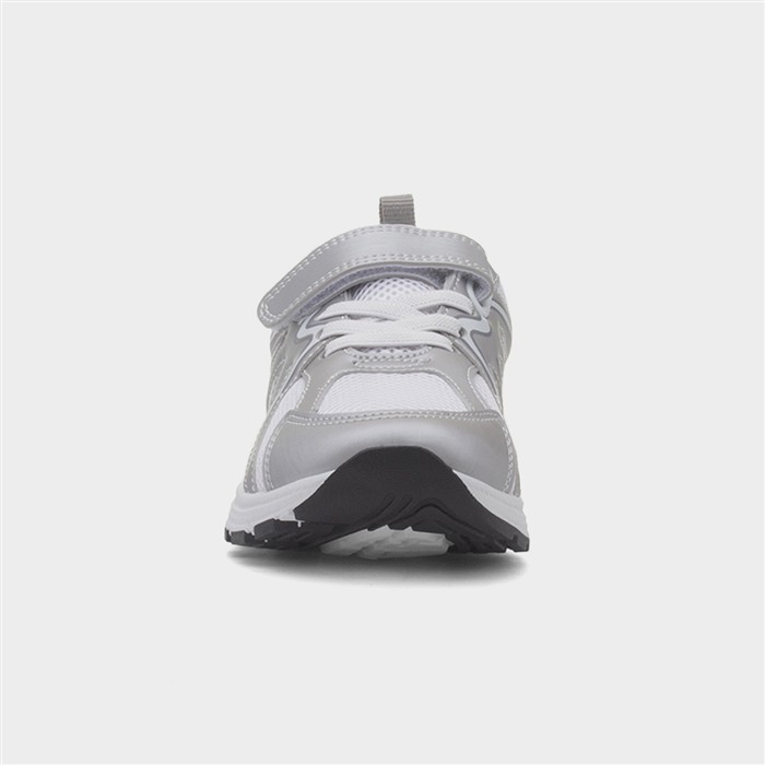 Kids Silver & White Easy Fasten Trainer