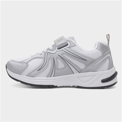 Kids Silver & White Easy Fasten Trainer
