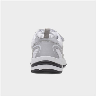 Kids Silver & White Easy Fasten Trainer