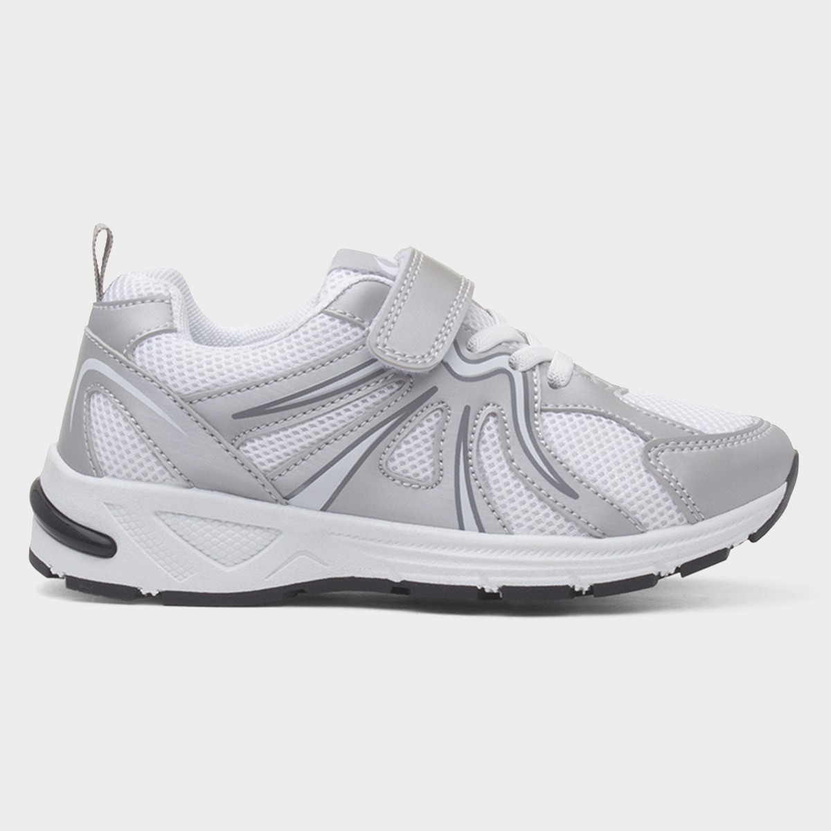 Kids Silver & White Easy Fasten Trainer