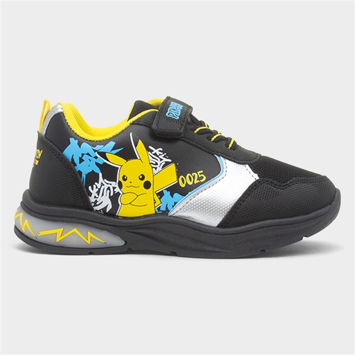 Kids Black Light Up Easy Fasten Trainer