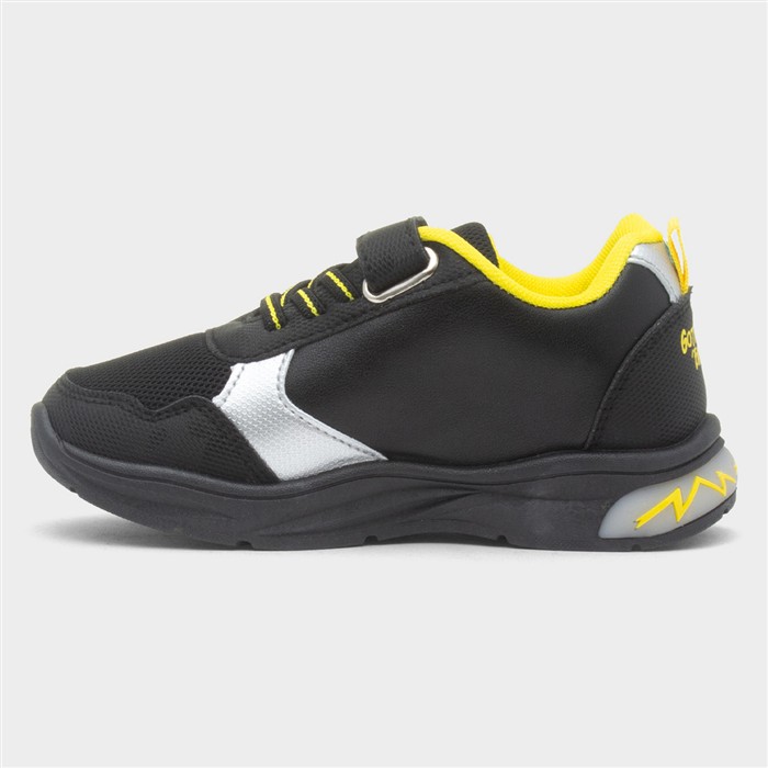Kids Black Light Up Easy Fasten Trainer