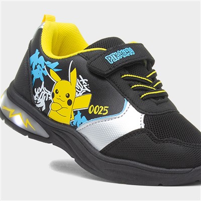 Kids Black Light Up Easy Fasten Trainer