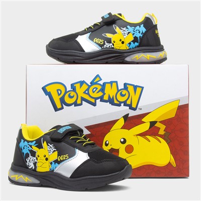 Kids Black Light Up Easy Fasten Trainer