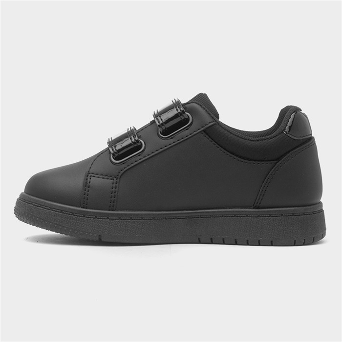 Kids Black Double Easy Fasten Heart Trainer