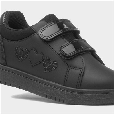 Kids Black Easy Fasten Heart Trainer