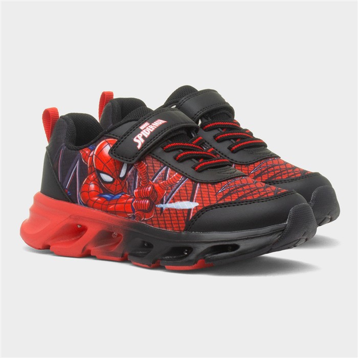 Kids Black Easy Fasten Light Up Trainer