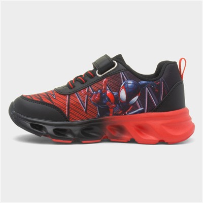 Kids Black Easy Fasten Light Up Trainer