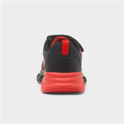 Kids Black Easy Fasten Light Up Trainer