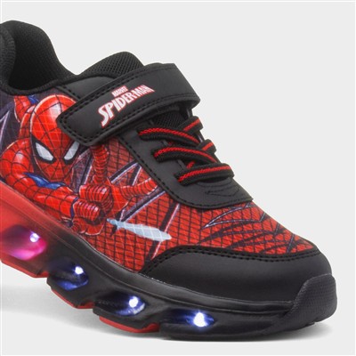 Kids Black Easy Fasten Light Up Trainer