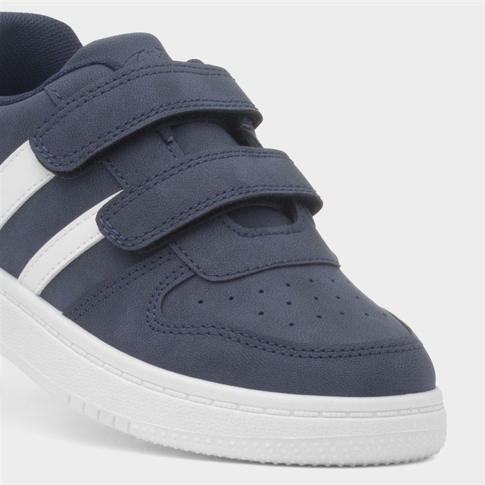 Kids Navy & White Easy Fasten Trainer