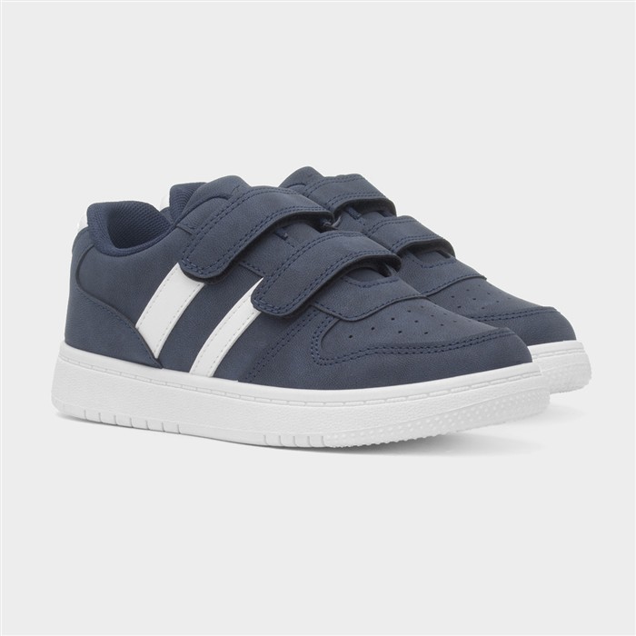 Kids Navy & White Easy Fasten Trainer