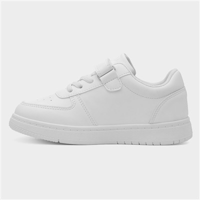 Kids' White Easy Fasten Trainer
