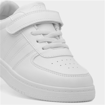 Kids' White Easy Fasten Trainer