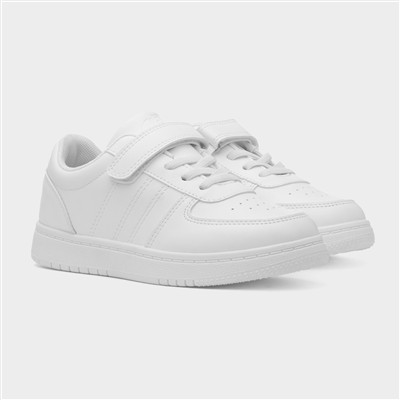 Kids' White Easy Fasten Trainer