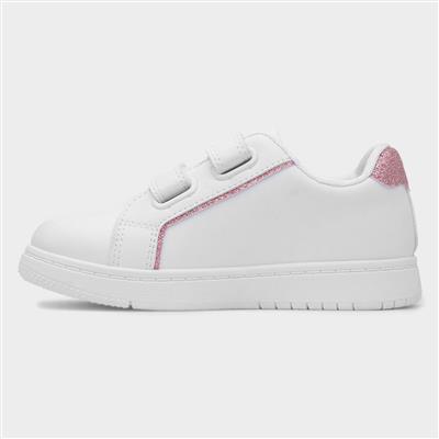 Kids White Easy Fasten Trainer
