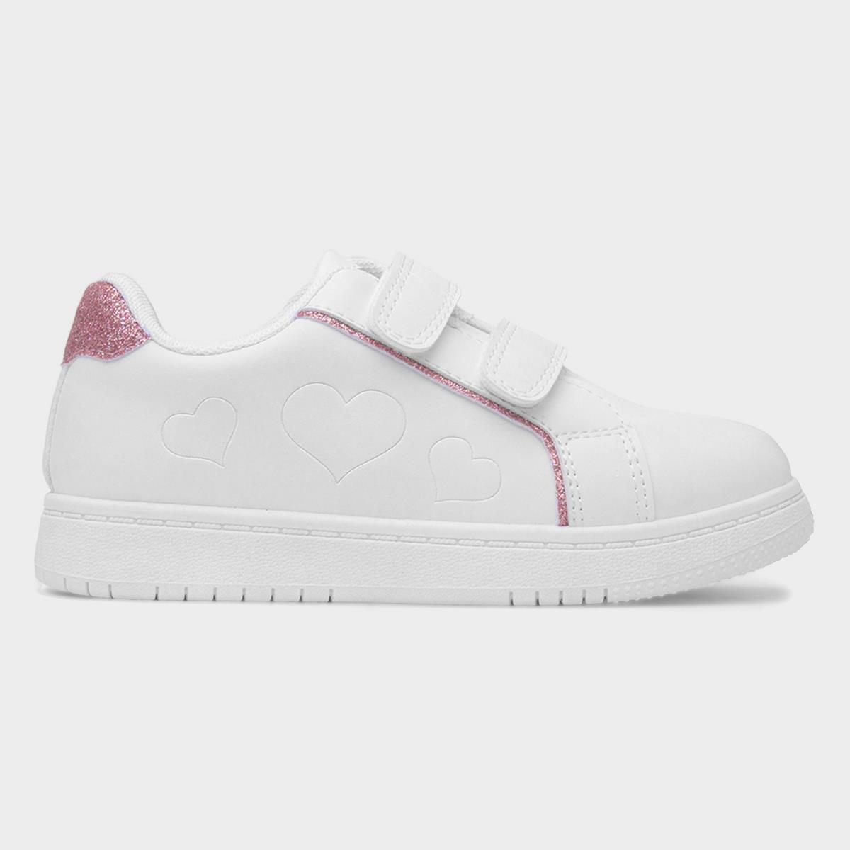 Kids White Easy Fasten Trainer