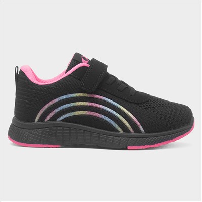 Kids Black Rainbow Easy Fasten Trainer
