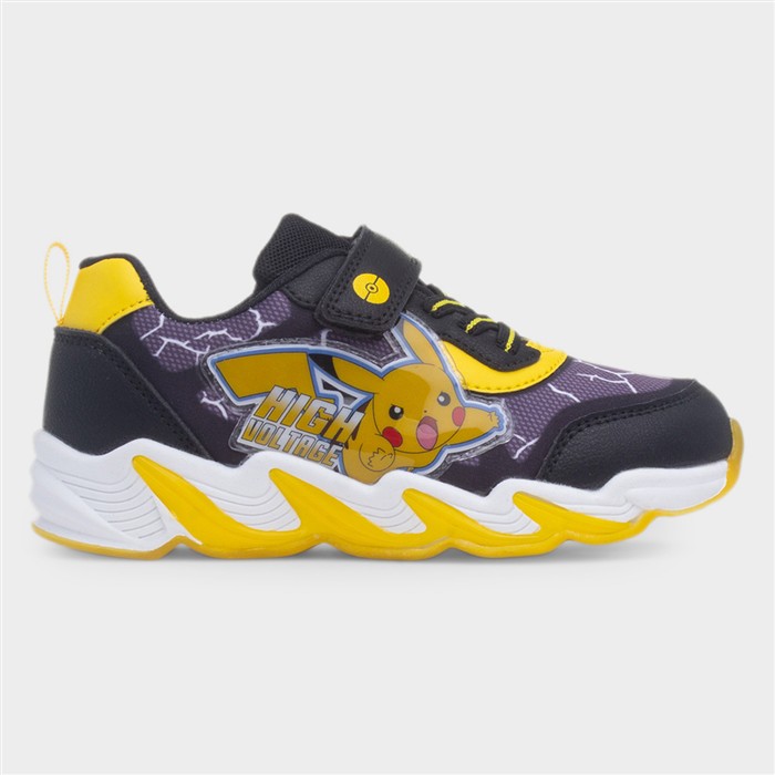 Kids Black Light Up Easy Fasten Trainers