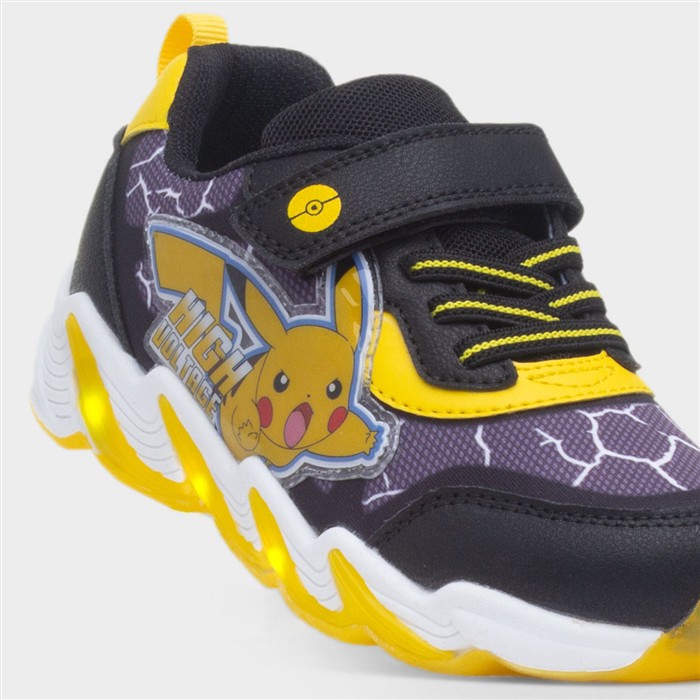 Kids Black Light Up Easy Fasten Trainers