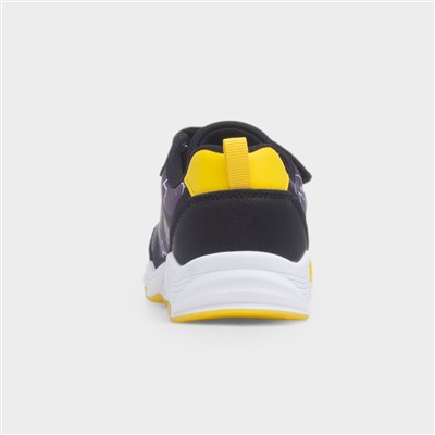 Kids Black Light Up Easy Fasten Trainers