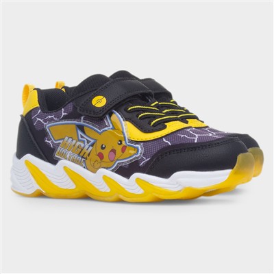 Kids Black Light Up Easy Fasten Trainers