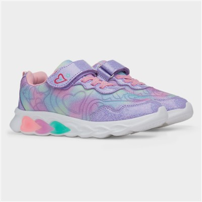 Aurora Girls Purple Light Up Heart Trainer