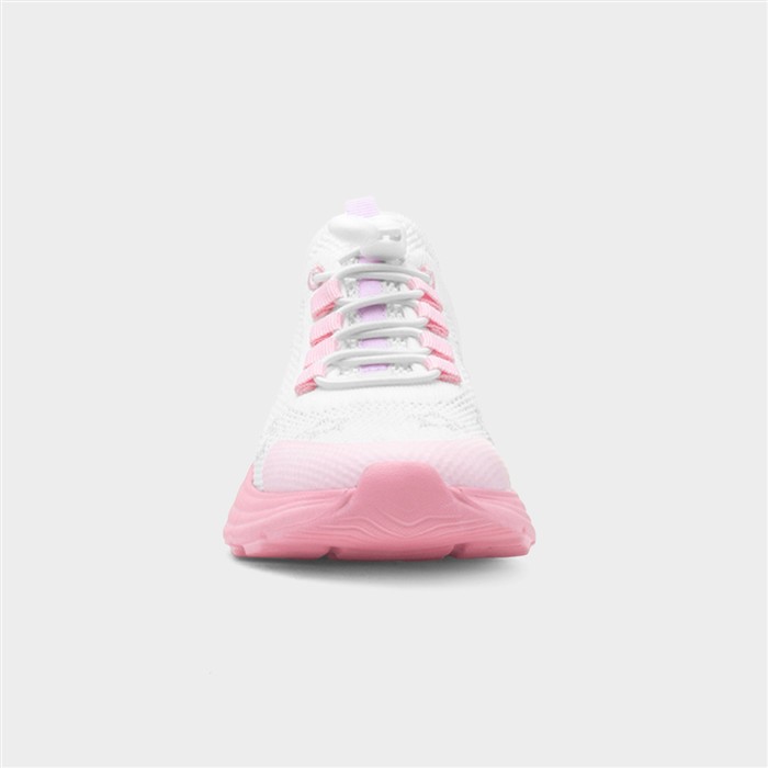 Girls White Bungee Lace Knitted Star Trainer