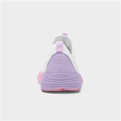 Kids White Bungee Lace Knitted Trainer