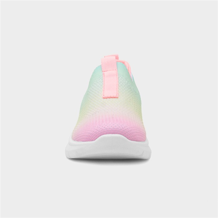 Girls Multi Rainbow Slip On Knitted Trainer