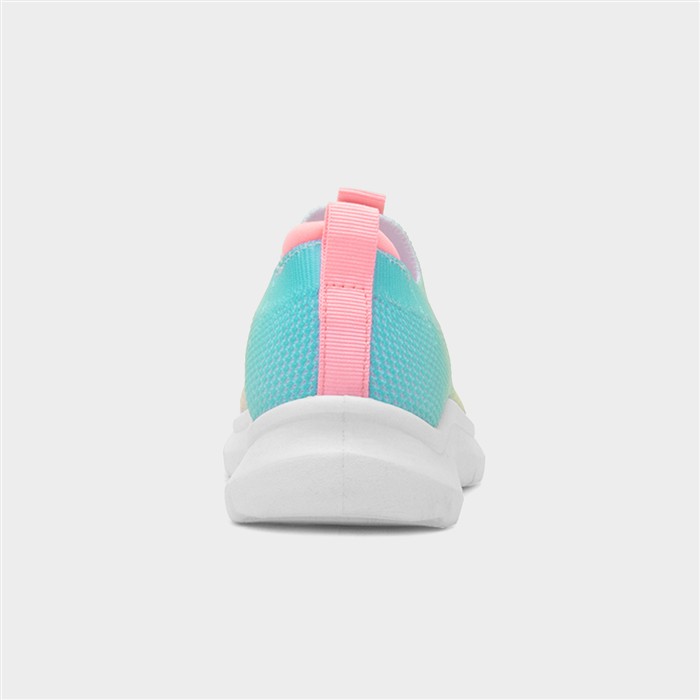 Girls Multi Rainbow Slip On Knitted Trainer
