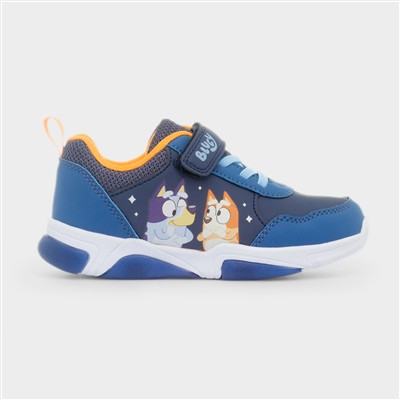 Kids Navy Easy Fasten Light Up Trainer