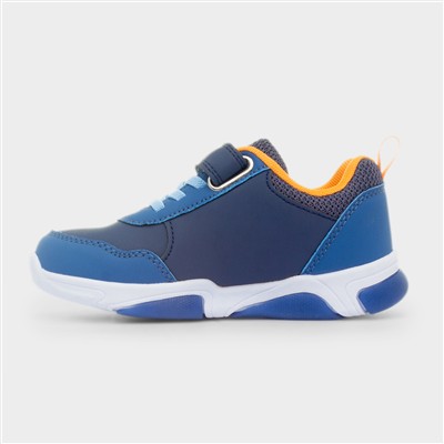 Kids Navy Easy Fasten Light Up Trainer