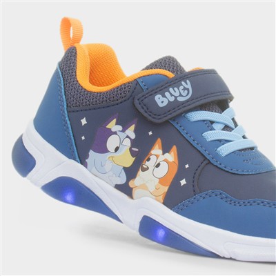 Kids Navy Easy Fasten Light Up Trainer
