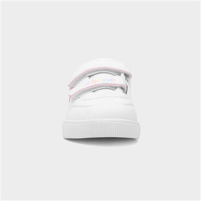 Kids White Easy Fasten Rainbow Trainer
