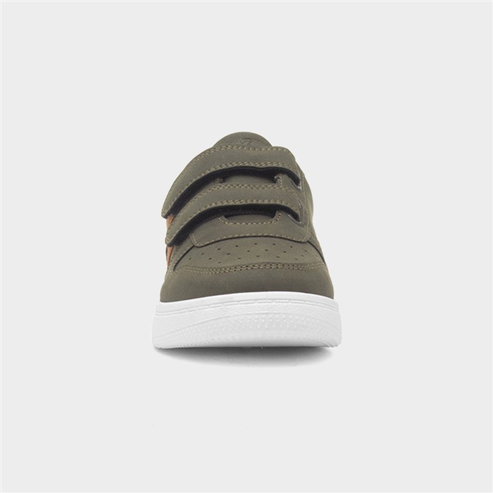 Kids Khaki & Brown Easy Fasten Trainer