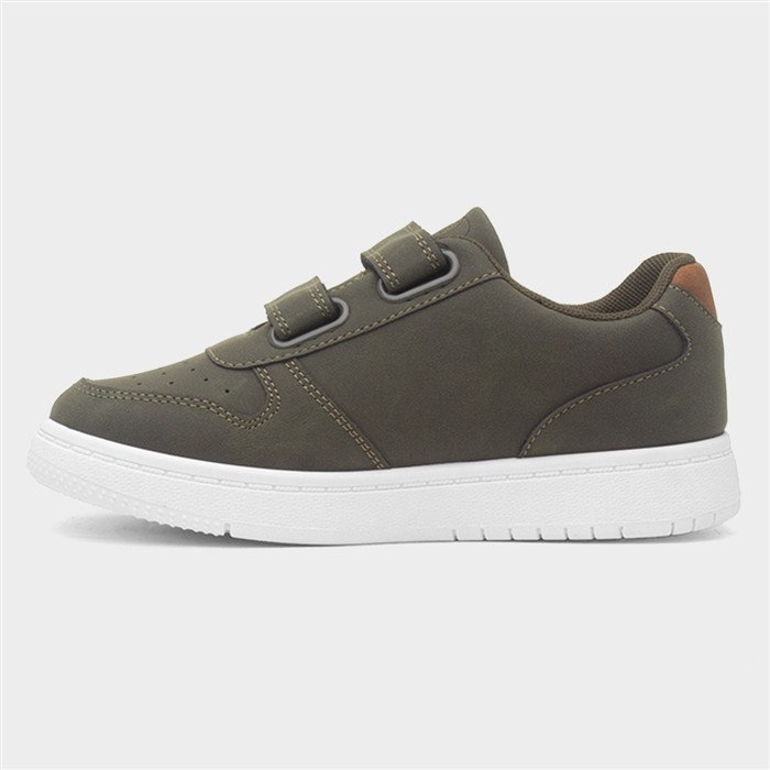 Kids Khaki & Brown Easy Fasten Trainer