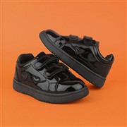 XL Girls Black Patent Easy Fasten Heart Trainer (Click For Details)