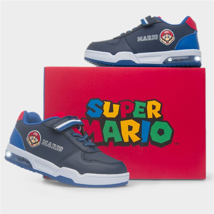 Kids Navy Light Up Easy Fasten Trainer