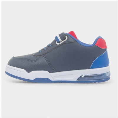 Kids Navy Light Up Easy Fasten Trainer