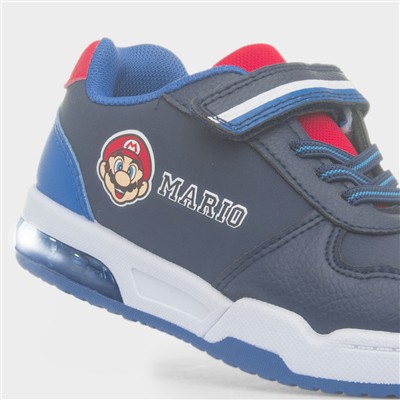 Kids Navy Light Up Easy Fasten Trainer