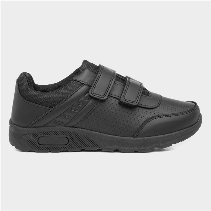 Kids Black Double Easy Fasten Trainer