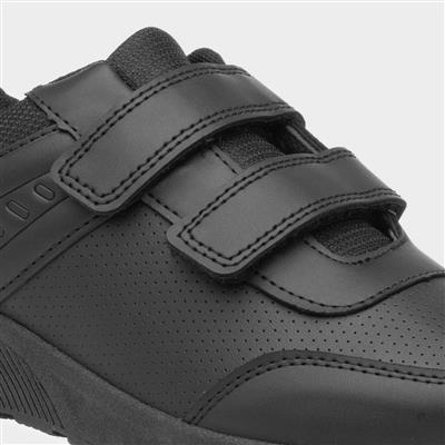 Kids Black Double Easy Fasten Trainer