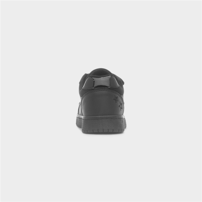 Girls Black Double Easy Fasten Star Trainer