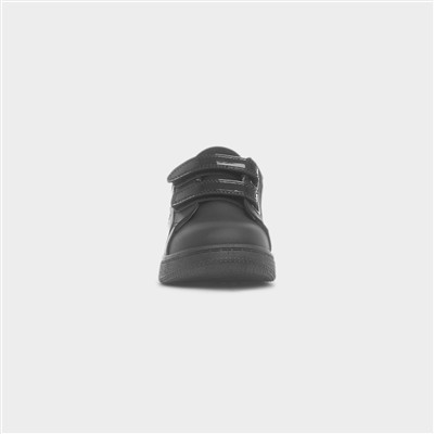 Girls Black Double Easy Fasten Star Trainer