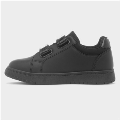 Girls Black Double Easy Fasten Star Trainer