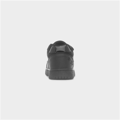 Girls Black Double Easy Fasten Star Trainer