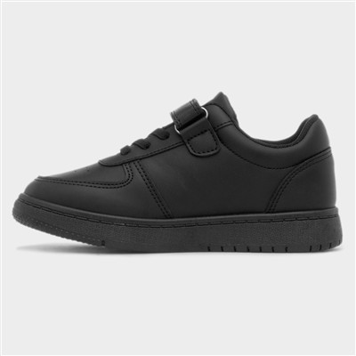 Kids' Black Easy Fasten Flat Trainer